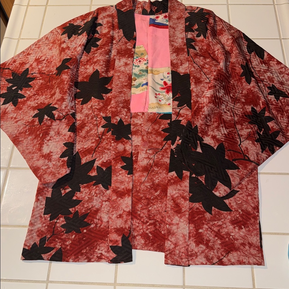 Japanese Haori silk reversible red kimono 🐈‍⬛